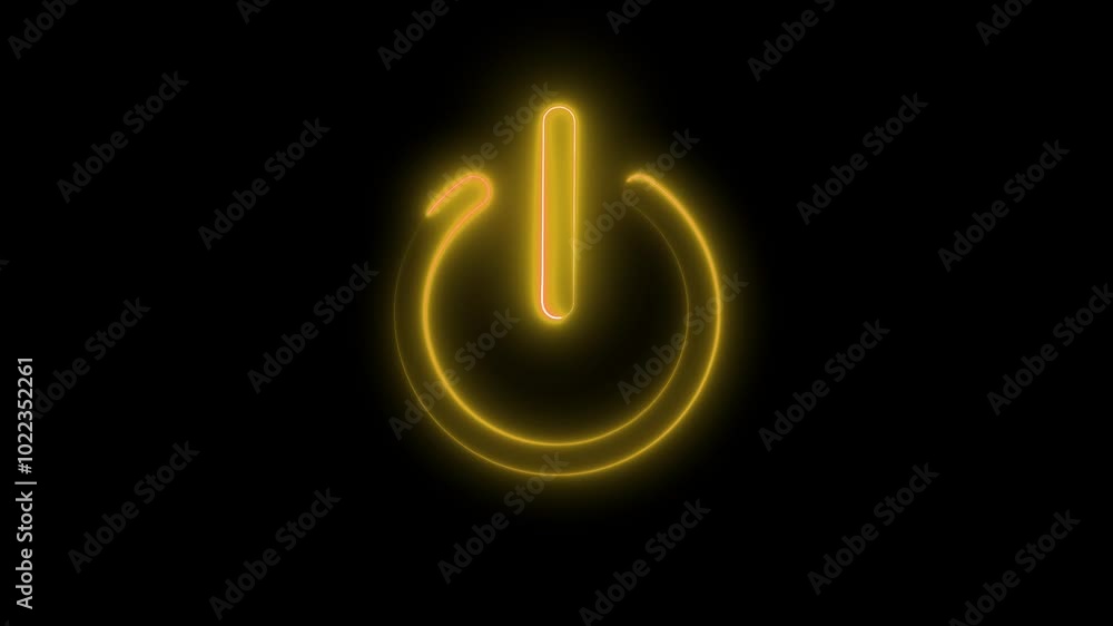 Glowing neon Power Button on off button icon isolated on black background. Glowing neon Power Button on off button icon isolated on black background.