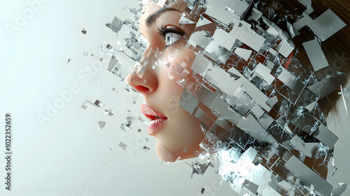 Futuristic Portrait with Fragmented Dimension Effect