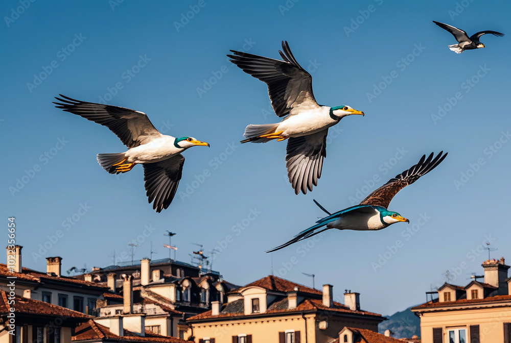 birds flying in the city and many beautiful views around birds flying in the city and many beautiful views around