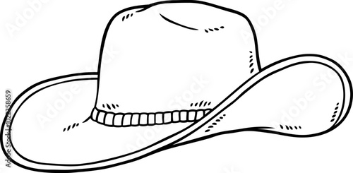 Vector Cartoon Cowboy Hat Line Art