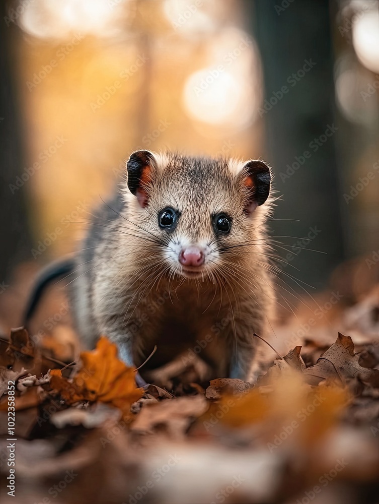Fototapeta premium opossum isolated on autumn background