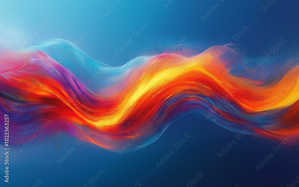 Fluid strokes of vibrant colors, flowing like a fiery river across a deep blue canvas. Fluid strokes of vibrant colors, flowing like a fiery river across a deep blue canvas.