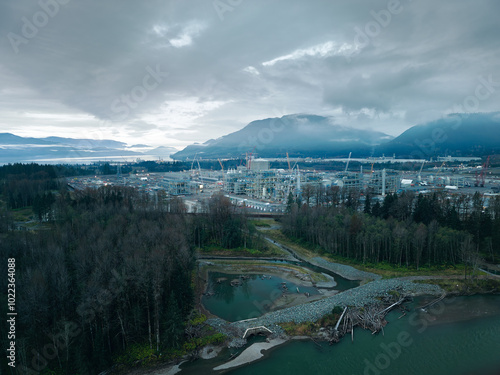 A construction project in a remote port on the coast of British Columbia