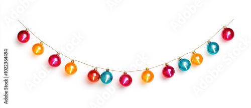 colorful garland decoration for christmas. colorful garland decoration on white background. colorful decorations