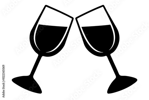 Cheers with wineglasses | vector silhouette illustration on white background