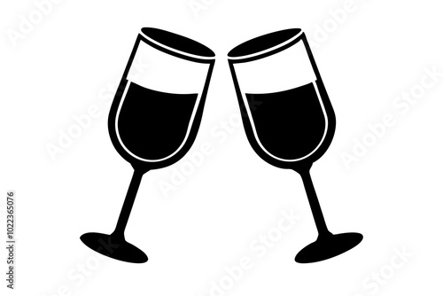 Cheers with wineglasses | vector silhouette illustration on white background