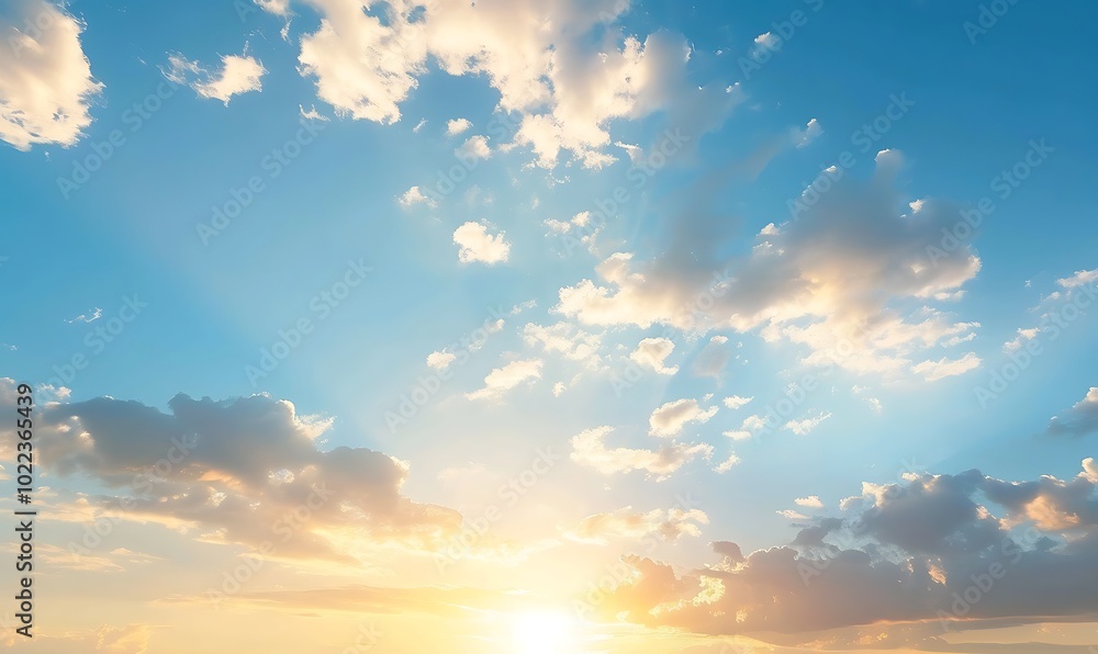 Sunset sky background with tiny clouds.