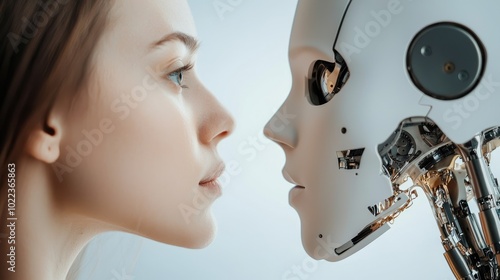 Innovative intelligence: the fusion of robotics and artificial intelligence, human like machines, advanced automation, and cyborg technology to redefine interactions between AI and society. photo