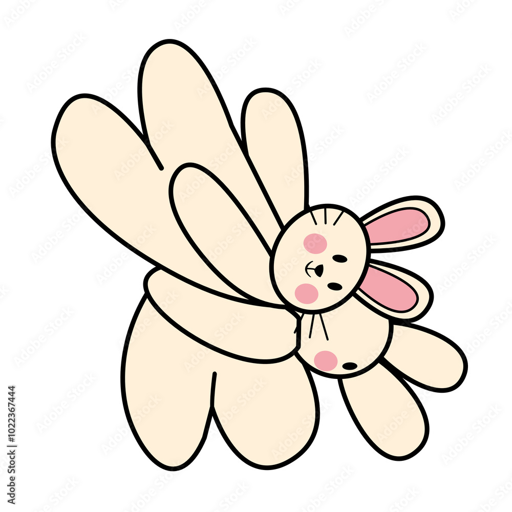 Clip art illustration of flat isolated cute easter bunny rabbit hare cartoon character playing and having fun together doing back streching Clip art illustration of flat isolated cute easter bunny rabbit hare cartoon character playing and having fun together doing back streching