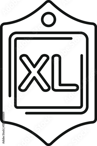 Simple vector icon of a tag indicating extra large size, designed for use in clothing related apps and websites