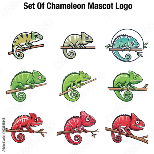 Set Of Chameleon Mascot Logo