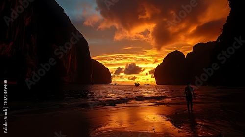 Fototapeta Naklejka Na Ścianę i Meble -  Sunset on the beach of the Baltic Sea in Klaipeda