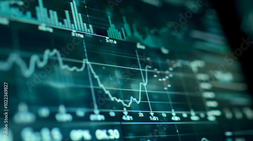 Close-up of digital screen showing oil price graph with rising lines, symbolizing market fluctuations and economic trends in the energy sector.