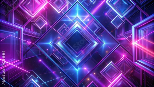 Abstract Colorful Loop Animation in Neon Violet - Modern Geometric Shapes for Wallpaper Design