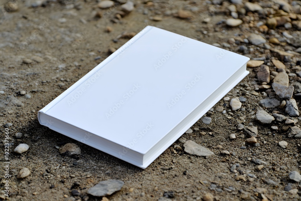 A blank notebook lying on a rough, gravel surface, inviting thoughts and creativity. A blank notebook lying on a rough, gravel surface, inviting thoughts and creativity.