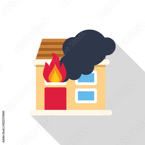 House fire icon with flames coming out of the windows illustrating the concept of home insurance