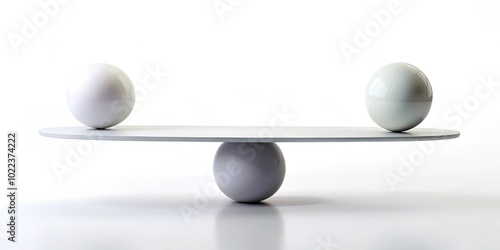 A perfectly balanced seesaw held aloft by three spheres, showcasing the concept of equilibrium and symmetry.