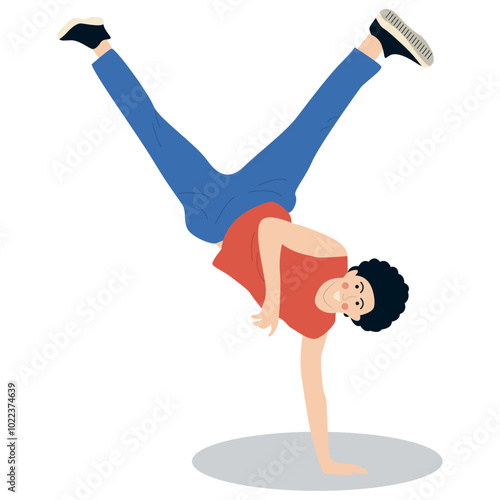 Breakdance Activity People Character. Vector Illustration Isolated on White Background.