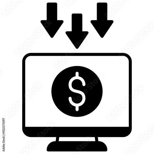 Laptop Transfer Money Glyph Icon