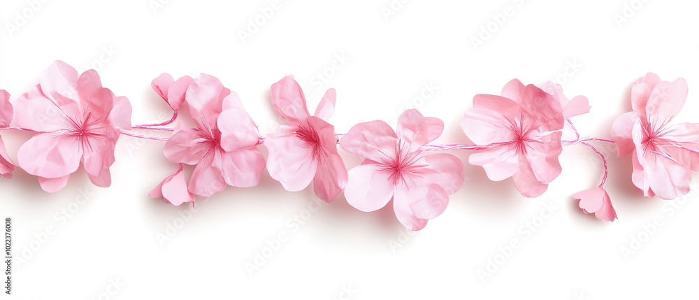 pink garland decoration for christmas. pink garland decoration on white background. pink flower decoration pink garland decoration for christmas. pink garland decoration on white background. pink flower decoration