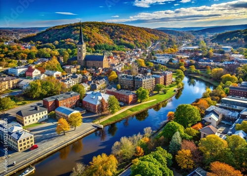 Aerial View of Bethlehem, Pennsylvania: Captivating Drone Photography of Historic Town and Scenic Landscapes