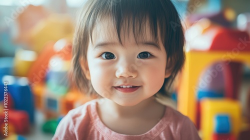 Curious Toddler with Joyful Expression in Bright Setting