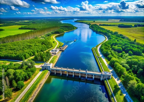 Wallpaper Mural Aerial View of Moore Haven Lock and Dam in Florida - Captivating Landscape Photography Torontodigital.ca