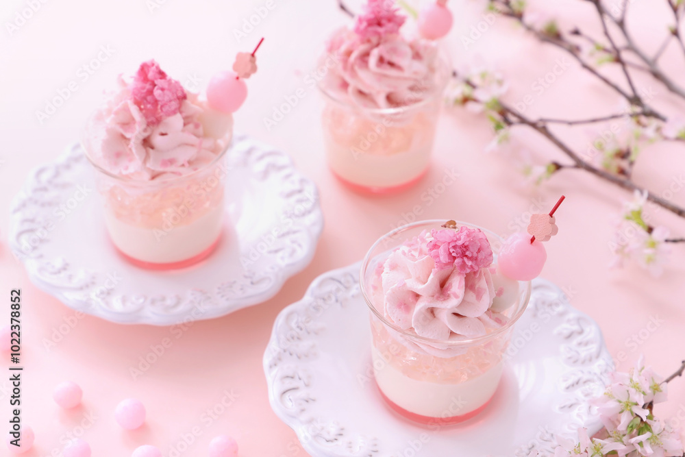 春のお花見スイーツさくらのヴェリーヌ さくらのグラスデザート 春のお花見スイーツさくらのヴェリーヌ さくらのグラスデザート