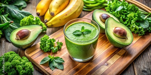 Avocado Smoothie with Greens and Banana - Healthy Food Photography for a Vibrant Lifestyle