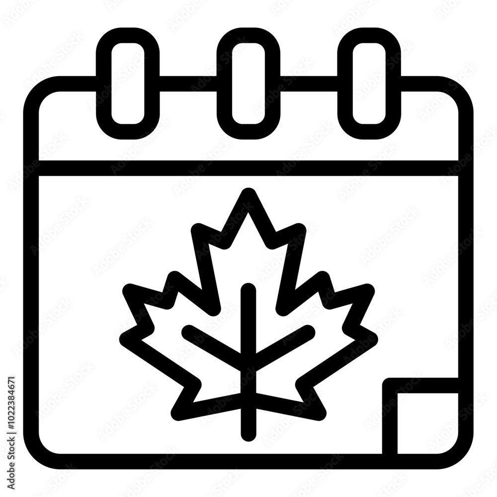 Autumn calendar outline icon representing fall season and leaf changes Autumn calendar outline icon representing fall season and leaf changes