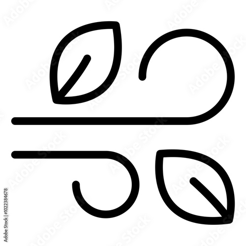 Wind outline icon symbolizing air flow, breeze, and seasonal changes