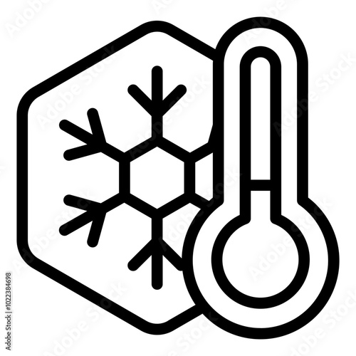 Cold snowflake outline icon representing low temperature and winter season