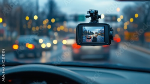 Front Car Camera Recorder for backup Evidence in Road Accident, Safety First Concept