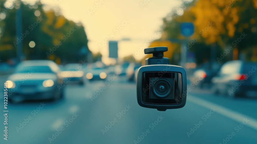 Front Car Camera Recorder for backup Evidence in Road Accident, Safety First Concept Front Car Camera Recorder for backup Evidence in Road Accident, Safety First Concept