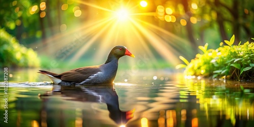 Captivating Waterhen in Its Natural Habitat - A Stunning Documentary Photography Capture photo