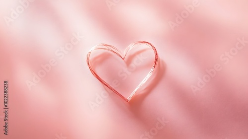 A single line forming a heart, on a soft pink background.

