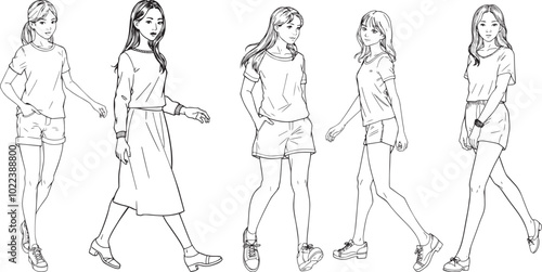 Hand drawing collection of a person