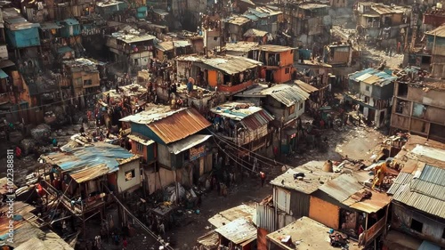Aerial View of a Densely Populated Slum