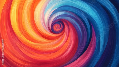 A vibrant gradient swirl, starting with warm reds and oranges, fading into cool blues.