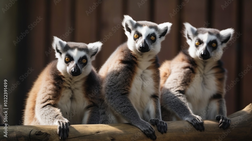 Three Lemurs Sitting On a Branch Three Lemurs Sitting On a Branch