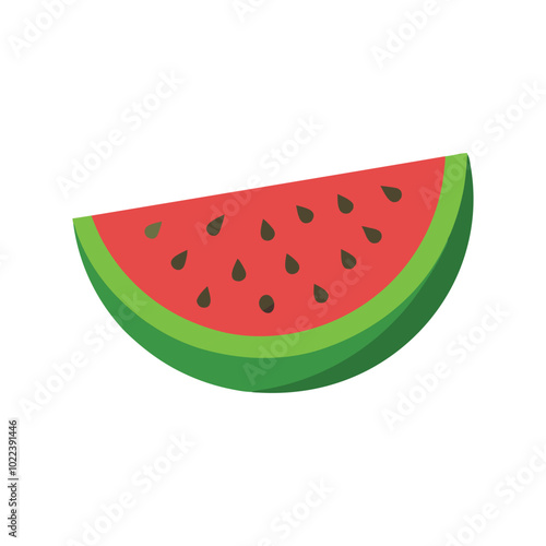 Watermelon fruit flat vector illustration on white background.