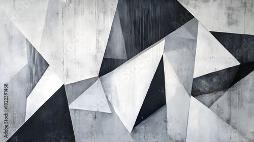 Sharp geometric lines, intersecting in various shades of grey and white.