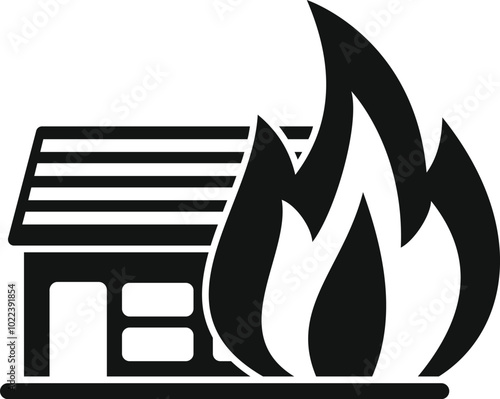 Simple vector icon representing a fire accident, useful for depicting concepts of insurance and security of properties