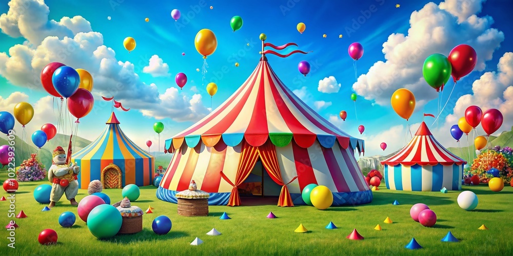 Colorful Fun Circus Set with Vibrant Elements and Copy Space for Creative Projects Colorful Fun Circus Set with Vibrant Elements and Copy Space for Creative Projects