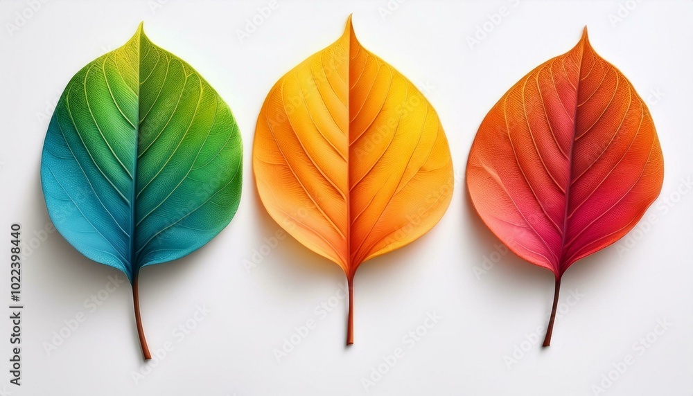a variety of colorful autumn leaves, isolated on a white background, highlighting the vibrant colors of yellow, orange, and green with detailed textures and close-up veins a variety of colorful autumn leaves, isolated on a white background, highlighting the vibrant colors of yellow, orange, and green with detailed textures and close-up veins