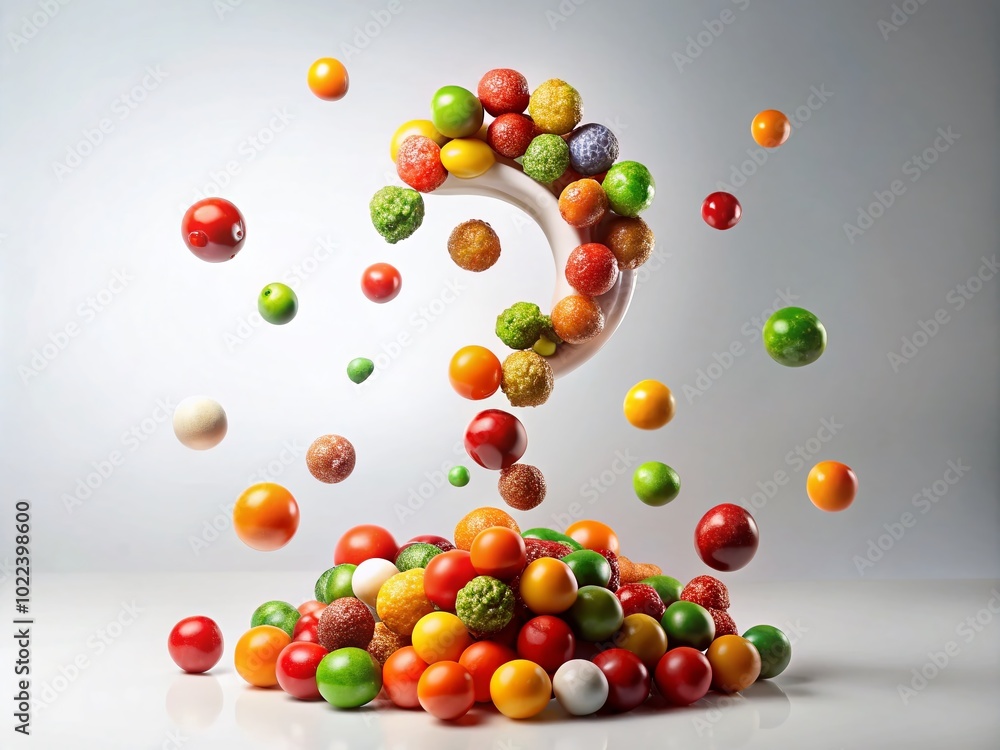 Creative Food Photography with Falling Balls and FAQ Symbols for Culinary Queries Creative Food Photography with Falling Balls and FAQ Symbols for Culinary Queries