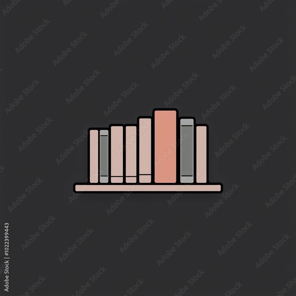 A minimalist bookshelf displaying various books in a cozy study area with a dark background and warm tones A minimalist bookshelf displaying various books in a cozy study area with a dark background and warm tones