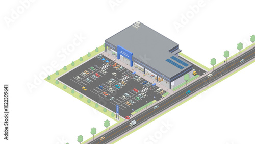 アイソメトリック図法で描いたホームセンターのイメージ / Home improvement center. Isometric illustration
