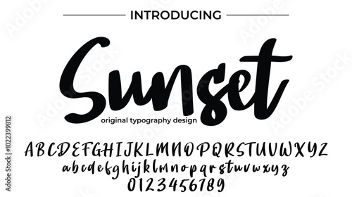 Sunset Font Stylish brush painted an uppercase vector letters, alphabet, typeface