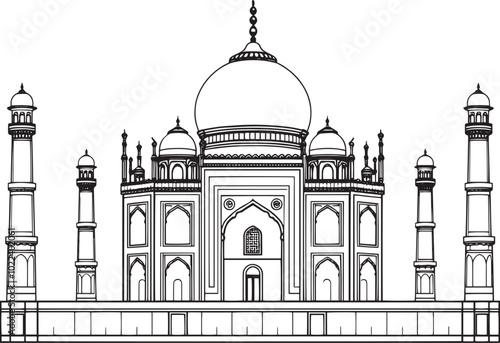 hand drawing illustration of Taj Mahal